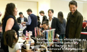 Misha Collins checking out my jewelry at a Salute to Supernatural convention!